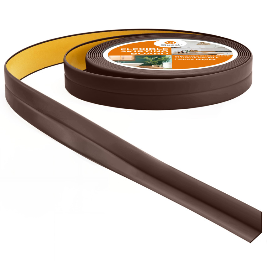 Kantband PVC 10x10 mm, självhäftande, flexibel, mörkbrun, 5 m