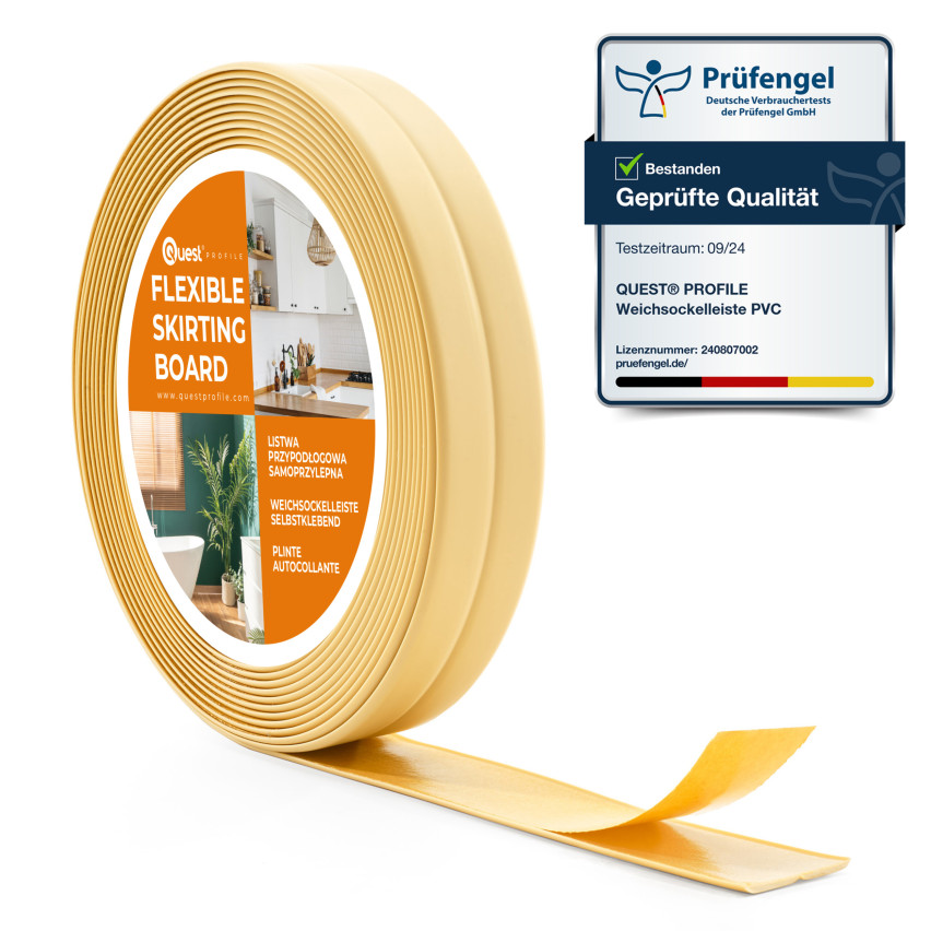 Kantband PVC 10x10 mm, självhäftande, flexibel, krämig, 5 m