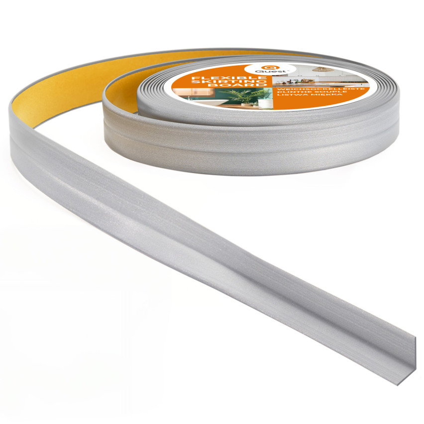 Monterings- och avslutningslist av PVC på skumtejp 10/10, silver 5m