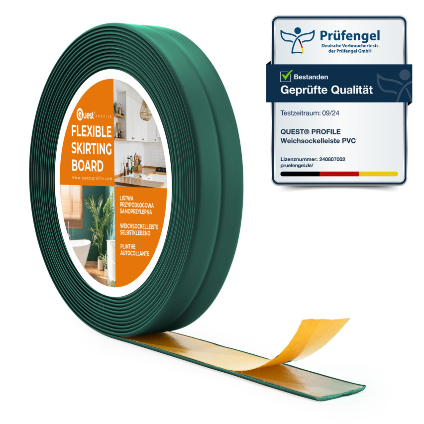 Självhäftande mjuk golvlist 10x10mm för kök och badrum PVC-band för fogtätning grön 5m