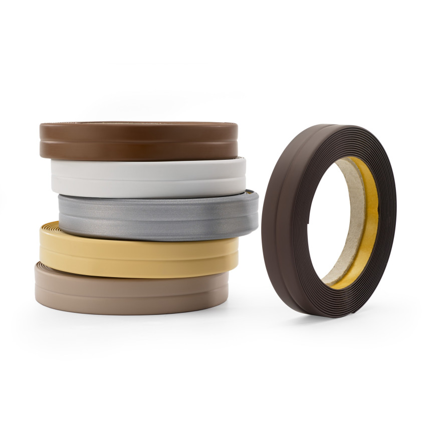 Kantband PVC 10x10 mm, självhäftande, flexibel, svart, 5 m