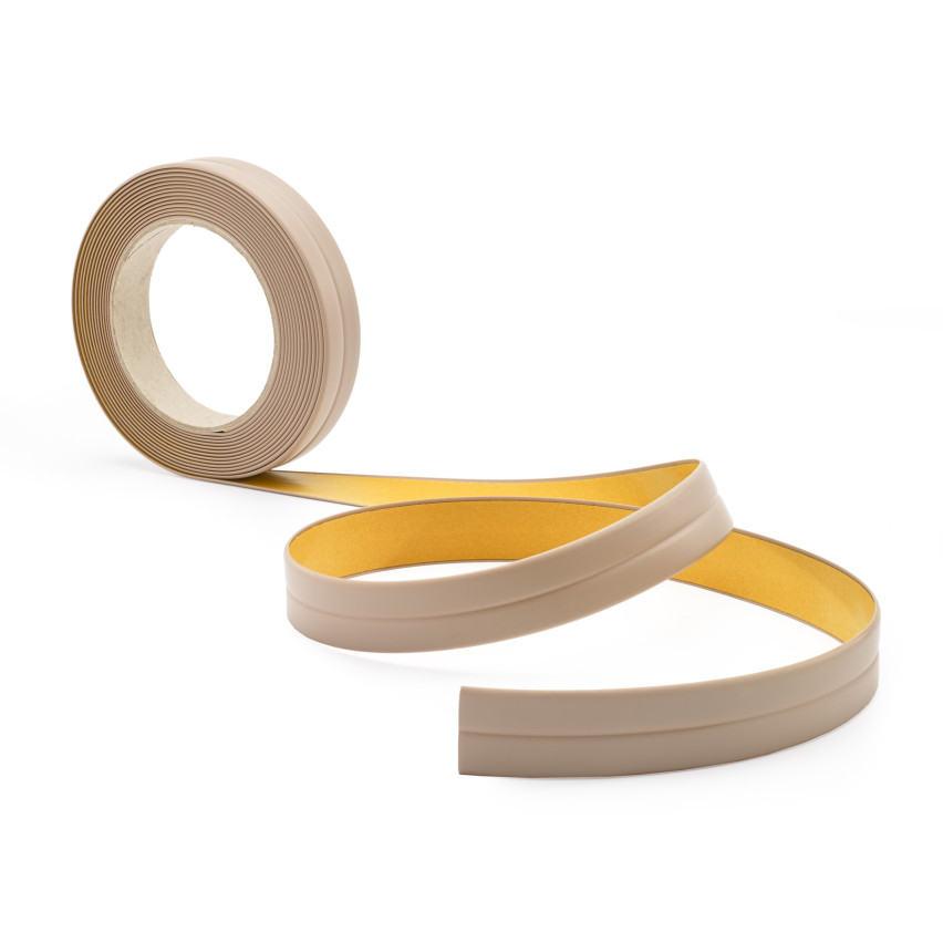 Monteringslist PVC självhäftande 10x10 mm, 5 m, beige på skumtejp