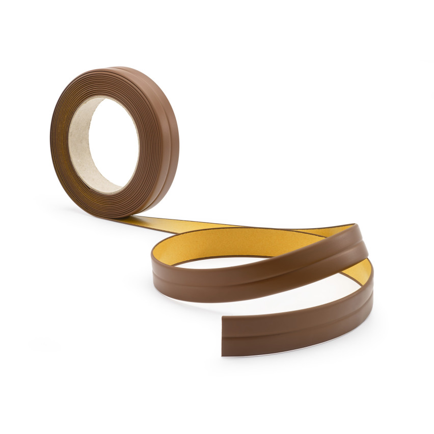 Kantband PVC 10x10 mm, självhäftande, flexibel, brun, 5 m