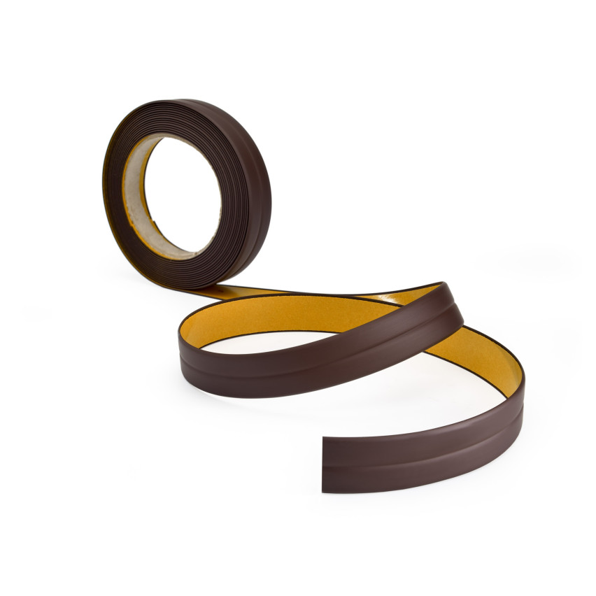 Kantband PVC 10x10 mm, självhäftande, flexibel, mörkbrun, 5 m