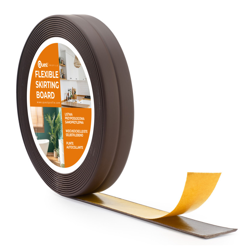 Kantband PVC 10x10 mm, självhäftande, flexibel, mörkbrun, 5 m