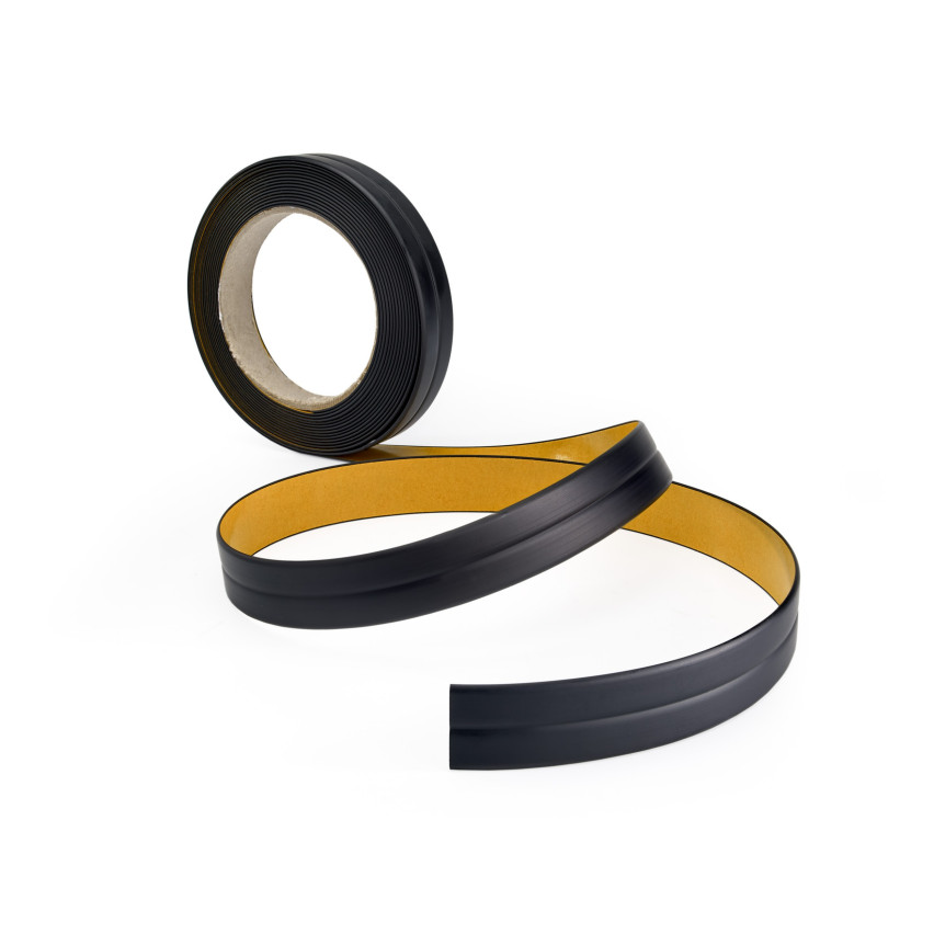 Kantband PVC 10x10 mm, självhäftande, flexibel, svart, 5 m