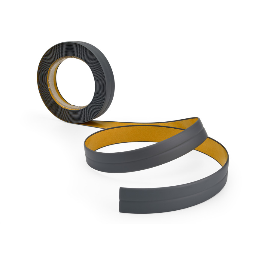 Monteringslist PVC självhäftande 10x10 mm på skumtejp, grafit, 5 m