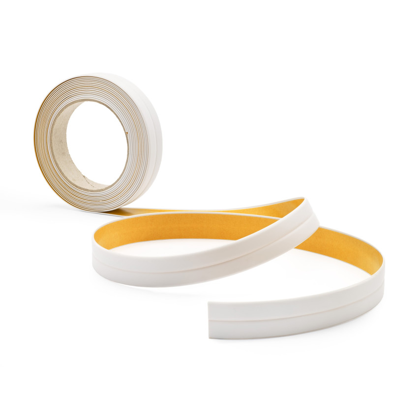 Kantband PVC 10x10 mm, självhäftande, flexibel, ljusgrå, 5 m