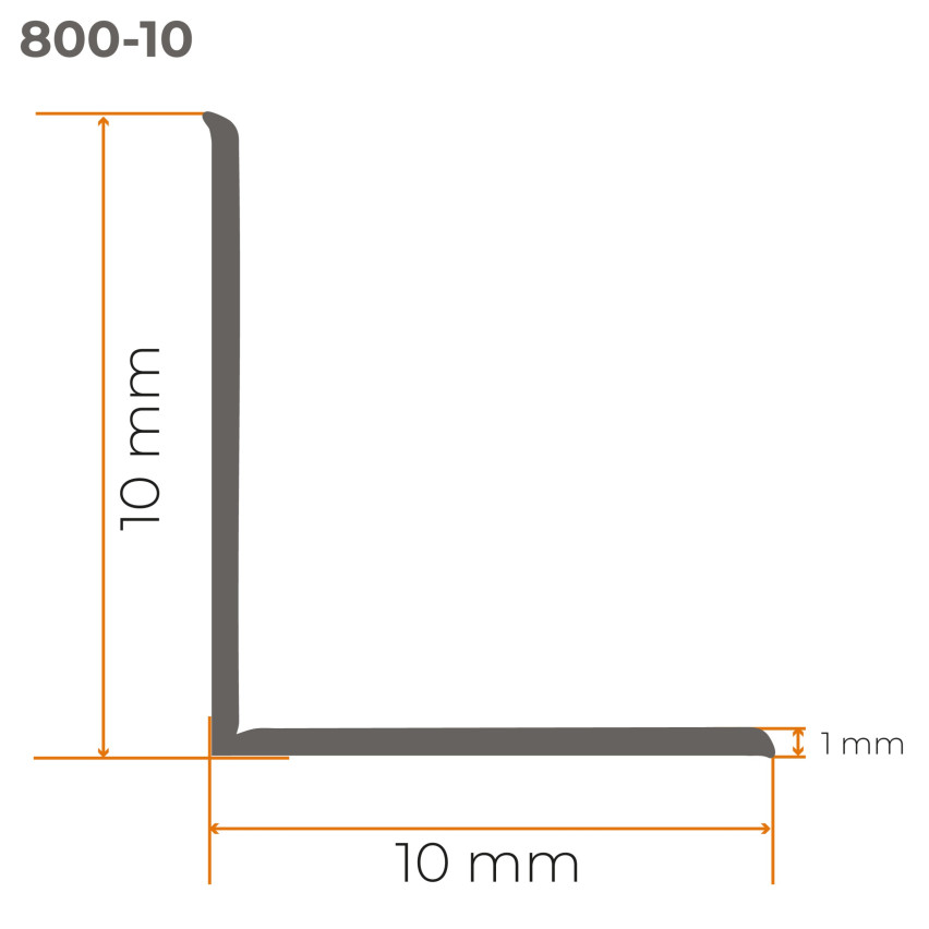 Kantband PVC 10x10 mm, självhäftande, flexibel, svart, 5 m