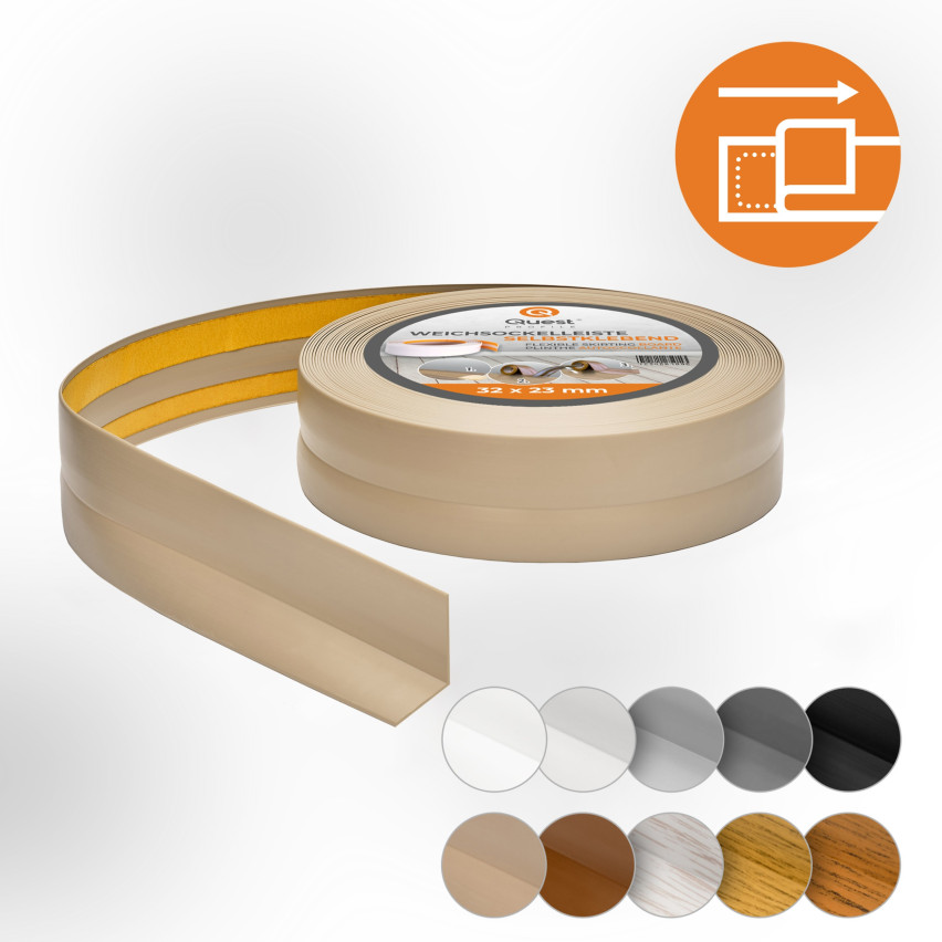 Golvlist självhäftande PVC 32x23 mm självhäftande flexibel golvlist, sockelbräda sockel, beige