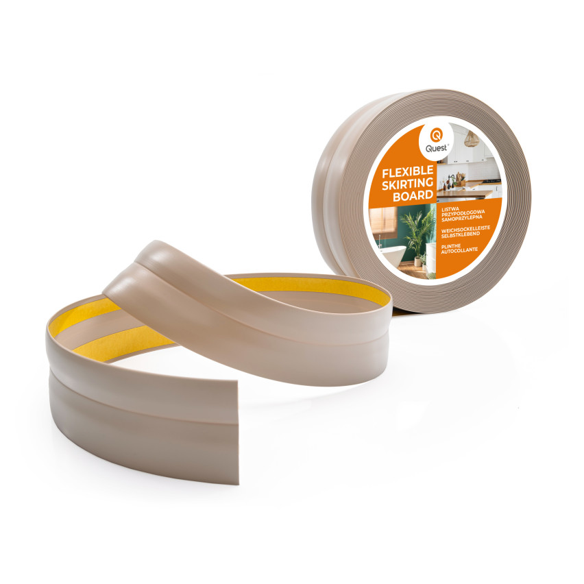 Golvlist självhäftande PVC 32x23 mm självhäftande flexibel golvlist, sockelbräda sockel, beige