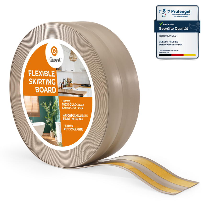 Golvlist självhäftande PVC 32x23 mm självhäftande flexibel golvlist, sockelbräda sockel, beige