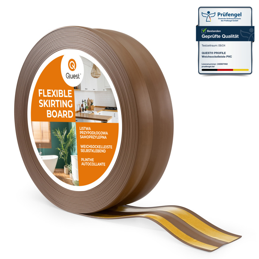 Golvlist självhäftande PVC 32x23 mm självhäftande flexibel golvlist, sockelbräda sockel, brun