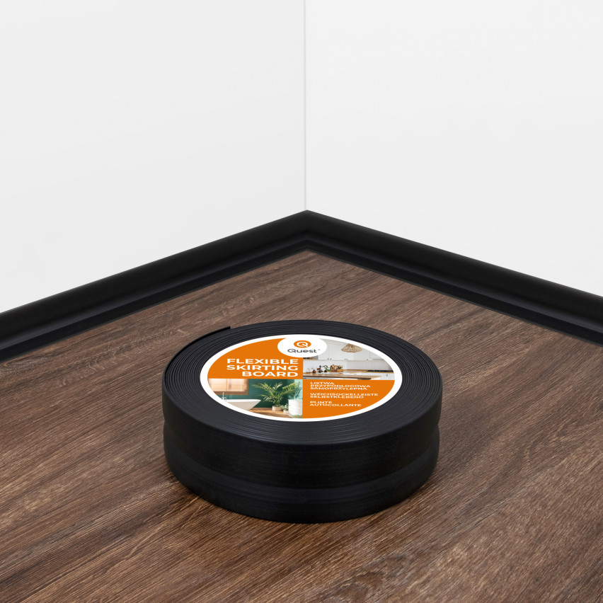 Golvlist självhäftande PVC 32x23 mm självhäftande flexibel golvlist, sockelbräda sockel, svart