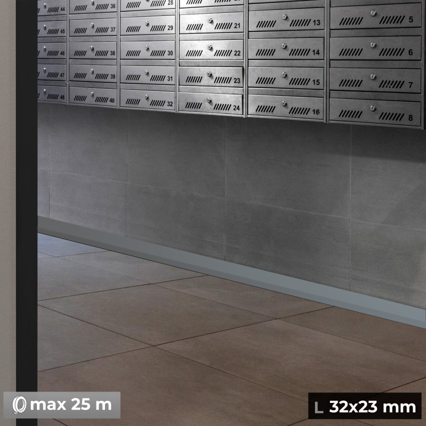 Golvlist självhäftande PVC 32x23 mm självhäftande flexibel golvlist, sockelbräda sockel, ljusgrå