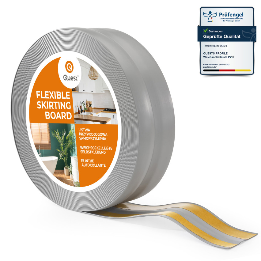 Självhäftande mjuk sockel 32x23 mm, flexibel beklädnad för kök och badrum, PVC-sockel, tätningstejp, grått
