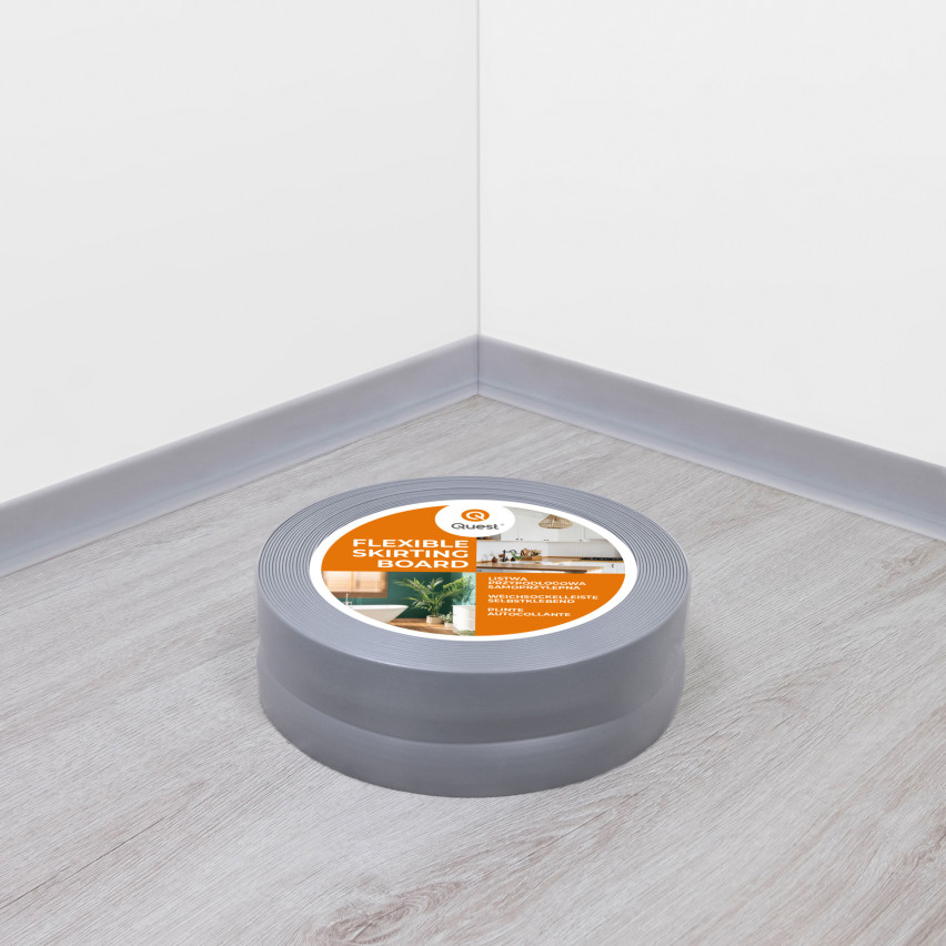 Självhäftande mjuk sockel 32x23 mm, flexibel beklädnad för kök och badrum, PVC-sockel, tätningstejp, grått