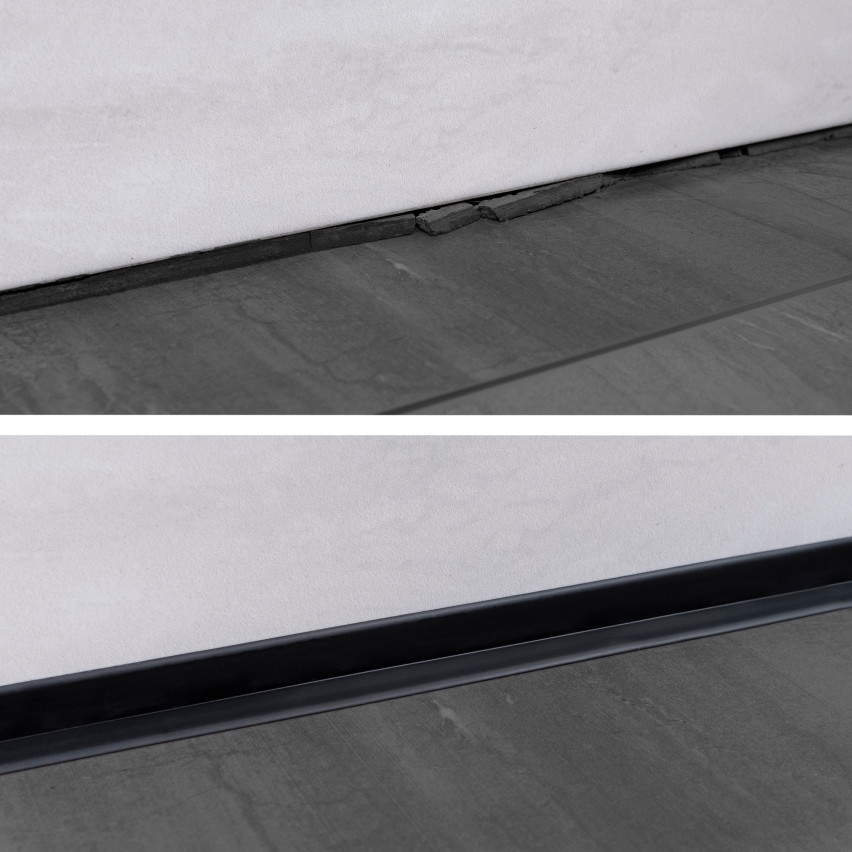 Golvlist självhäftande PVC 70x20 mm, svart, flexibel golvlist, sockelbräda sockel