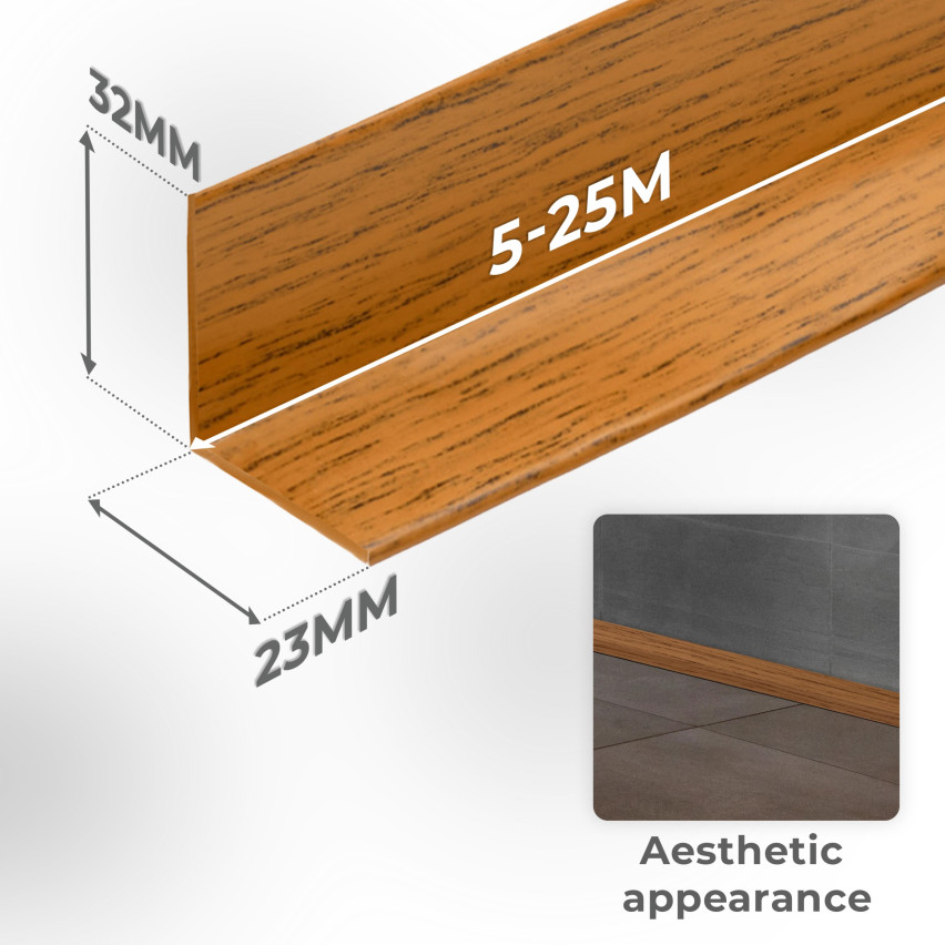 Golvlist självhäftande PVC 32x23 mm, vit självhäftande flexibel golvlist, sockelbräda sockel