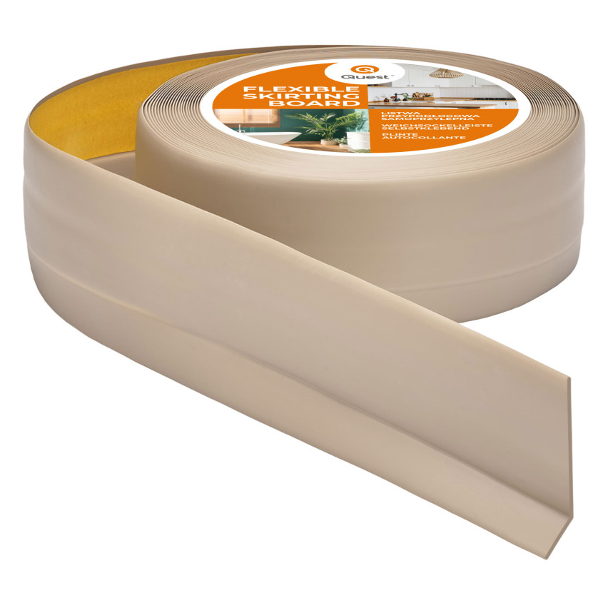 Golvlist självhäftande PVC 50x20 mm självhäftande flexibel golvlist, sockelbräda sockel, beige