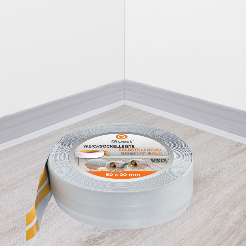 Golvlist självhäftande PVC 50x20 mm, björk självhäftande flexibel golvlist, sockelbräda sockel