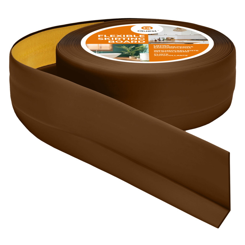 Golvlist självhäftande PVC 50x20 mm självhäftande flexibel golvlist, sockelbräda sockel, brun