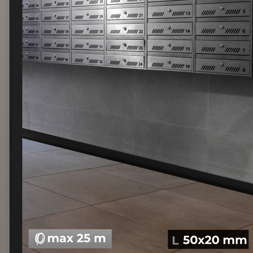 Golvlist självhäftande PVC 50x20 mm självhäftande flexibel golvlist, sockelbräda sockel, svart