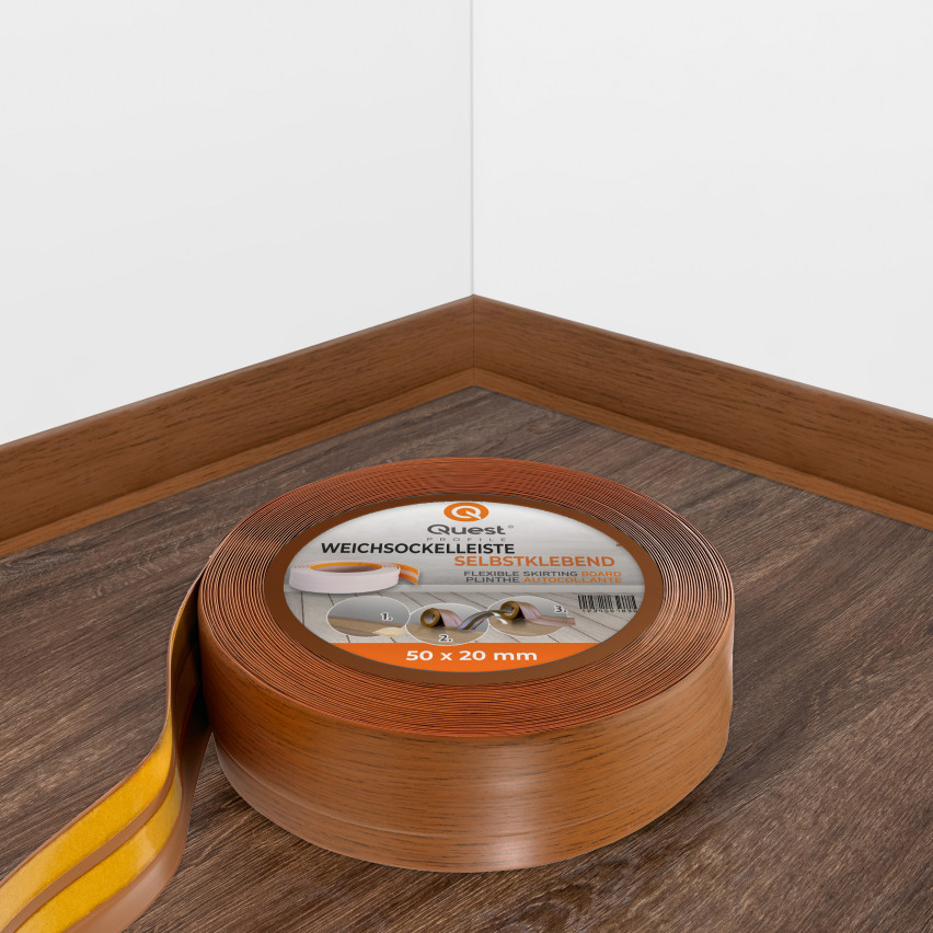 Golvlist självhäftande PVC 50x20 mm självhäftande flexibel golvlist, sockelbräda sockel, ek rustik