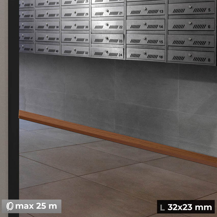 Golvlist självhäftande PVC 50x20 mm självhäftande flexibel golvlist, sockelbräda sockel, ek rustik