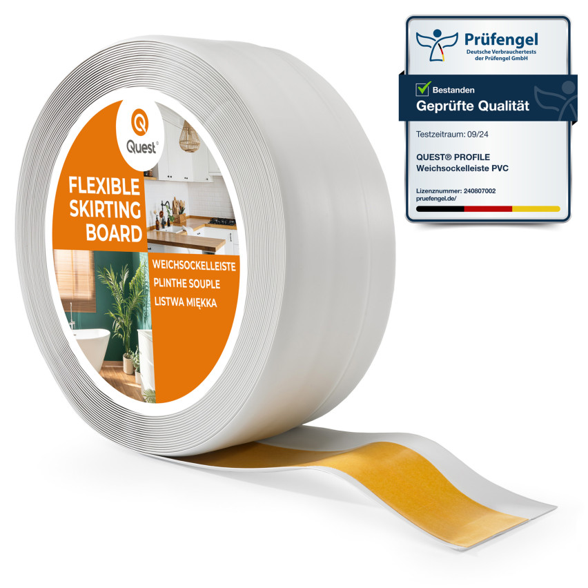 Golvlist självhäftande PVC 50x20 mm självhäftande flexibel golvlist, sockelbräda sockel, ljusgrå
