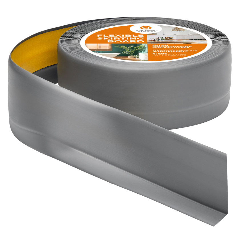 Golvlist självhäftande PVC 50x20 mm, grå självhäftande flexibel golvlist, sockelbräda sockel