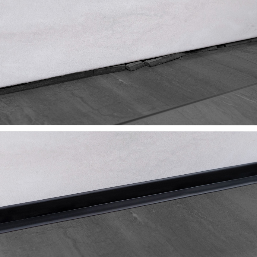 Golvlist självhäftande PVC 50x20 mm självhäftande flexibel golvlist, sockelbräda sockel, svart