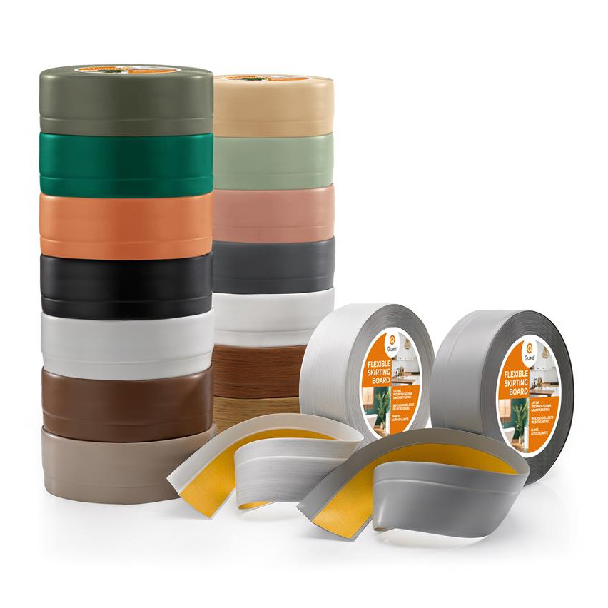 Golvlist självhäftande PVC 50x20 mm självhäftande flexibel golvlist, sockelbräda sockel, svart
