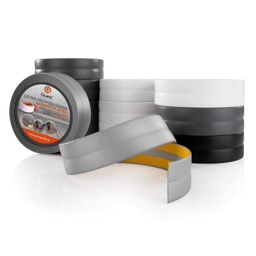 Monteringslist PVC ljusgrå, avslutningslist, självhäftande, flexibel