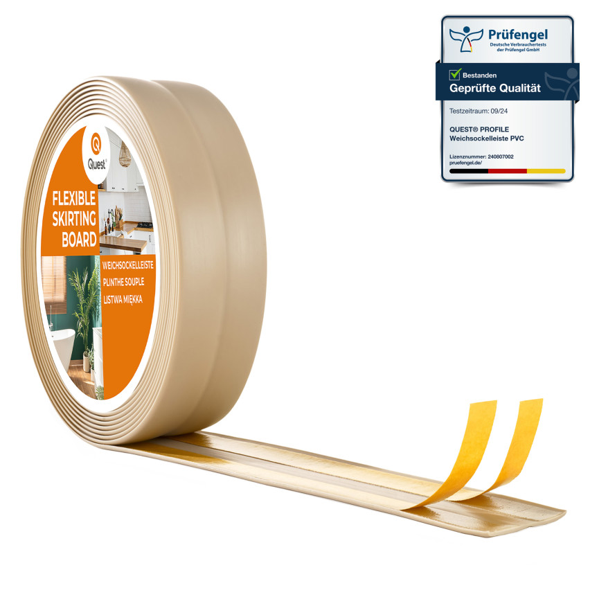 Monteringslist PVC avslutningslist, självhäftande, flexibel, beige