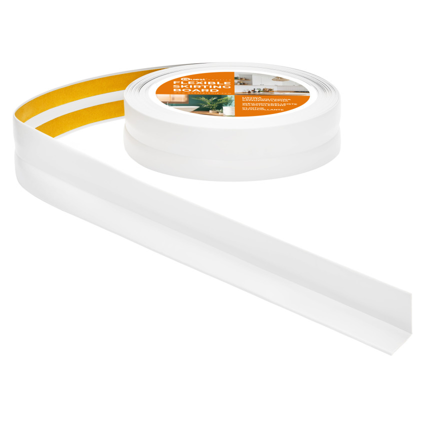 Monteringslist PVC avslutningslist, självhäftande, flexibel, vit