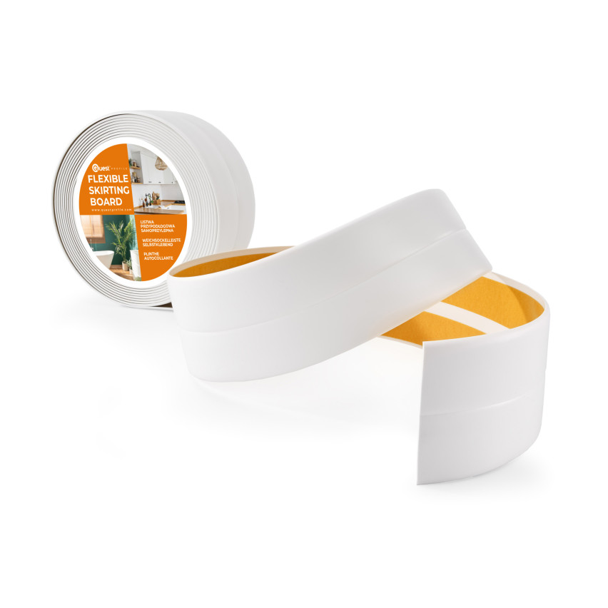 Monteringslist PVC avslutningslist, självhäftande, flexibel, vit