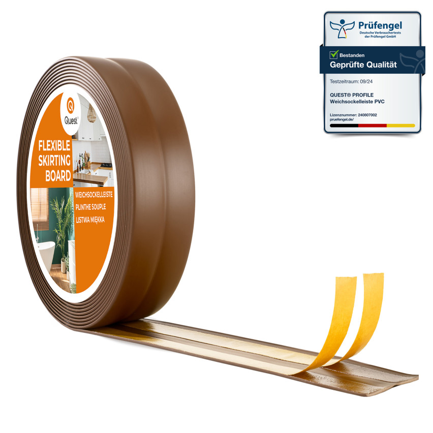 Monteringslist PVC avslutningslist, självhäftande, flexibel, brun