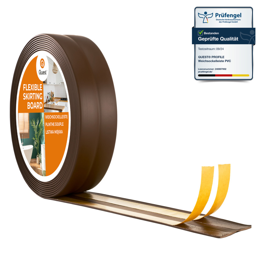 Monteringslist PVC mörkbrun, avslutningslist, självhäftande, flexibel