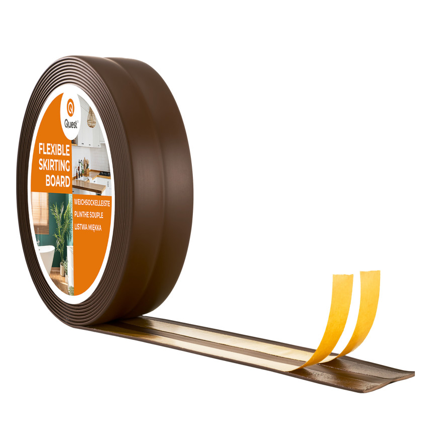 Monteringslist PVC mörkbrun, avslutningslist, självhäftande, flexibel