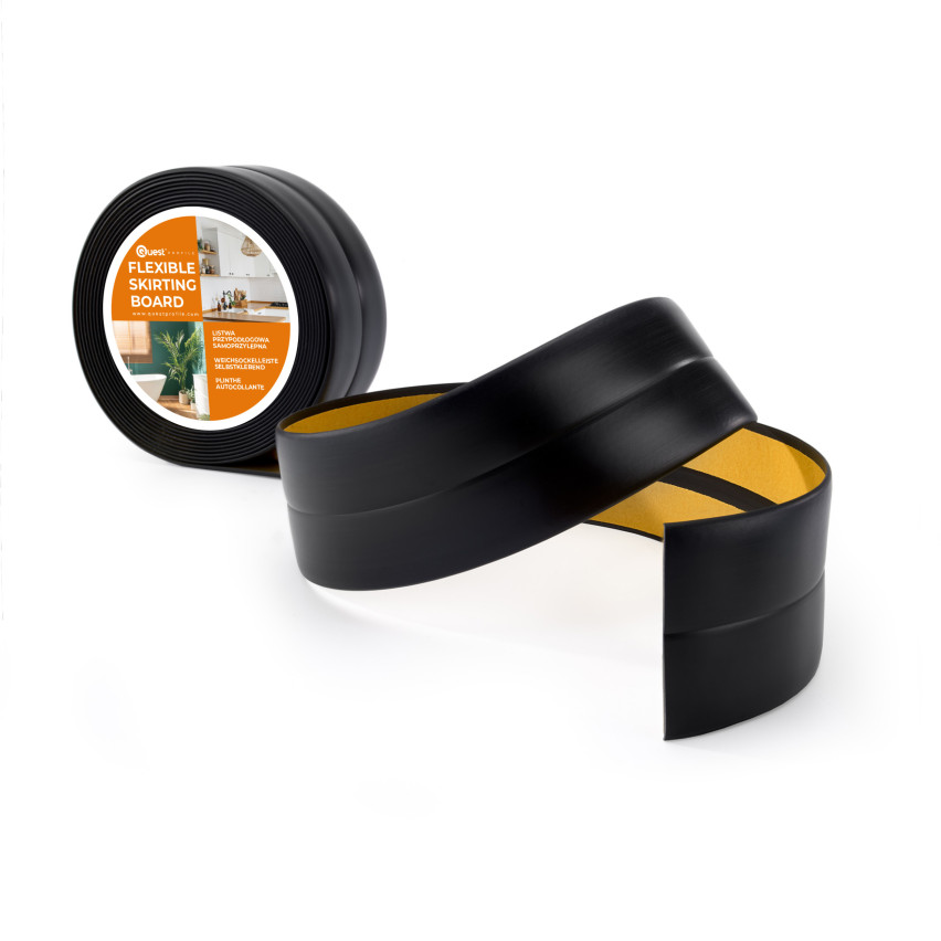 Monteringslist PVC avslutningslist, självhäftande, flexibel, svart