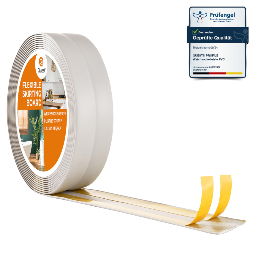 Monteringslist PVC ljusgrå, avslutningslist, självhäftande, flexibel