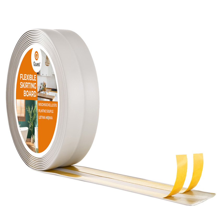 Monteringslist PVC ljusgrå, avslutningslist, självhäftande, flexibel