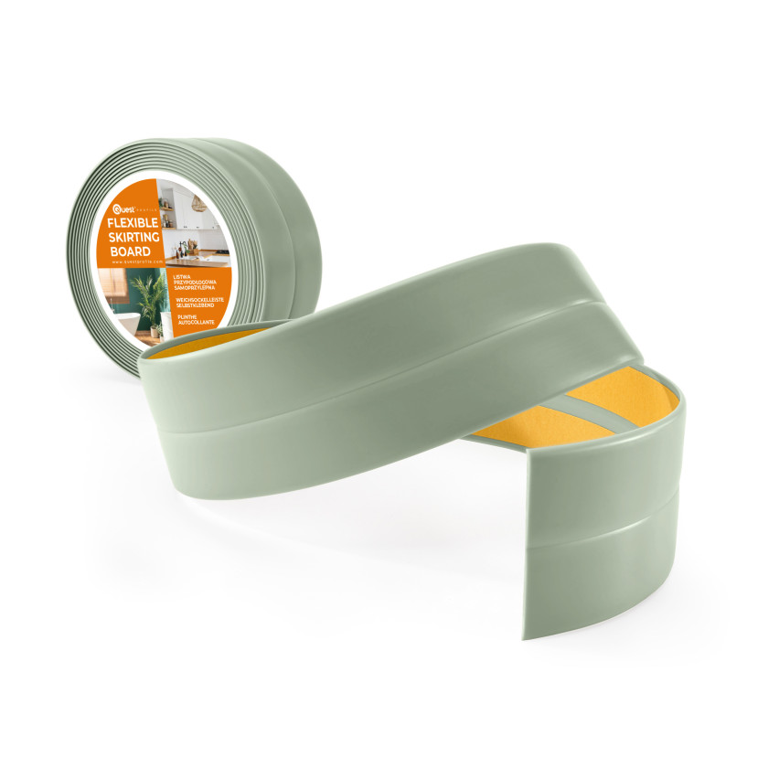 Självhäftande mjuk golvlist, väggbeklädnad för kök och badrum, PVC-förseglingstejp, flexibel hörnlist, ljusgron