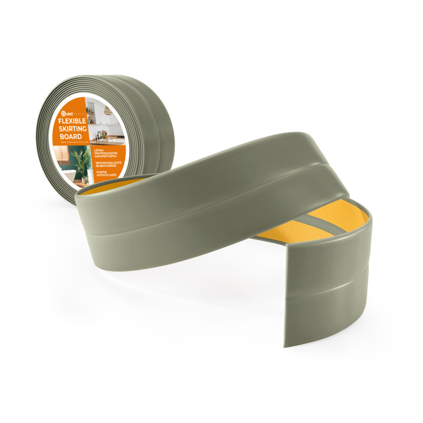 Självhäftande mjuk golvlist, väggbeklädnad för kök och badrum, PVC-förseglingstejp, flexibel hörnlist, olivgron