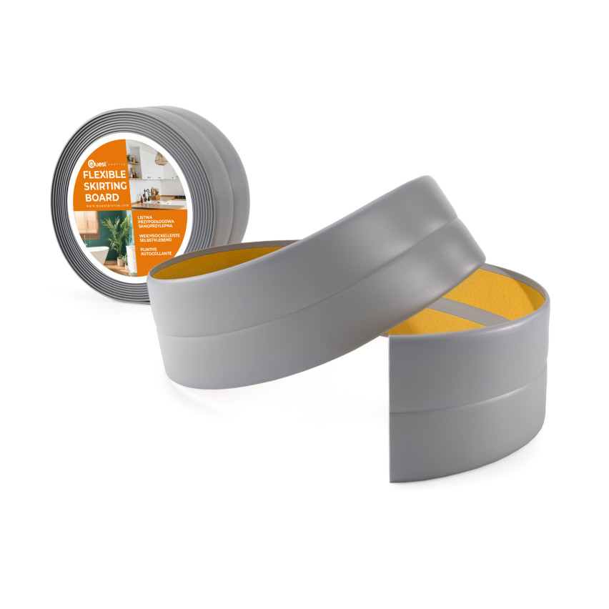 Monteringslist PVC avslutningslist, självhäftande, flexibel, grå