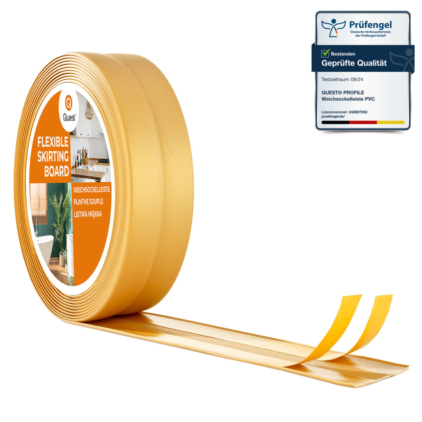 Monteringslist PVC guld, avslutningslist, självhäftande, flexibel