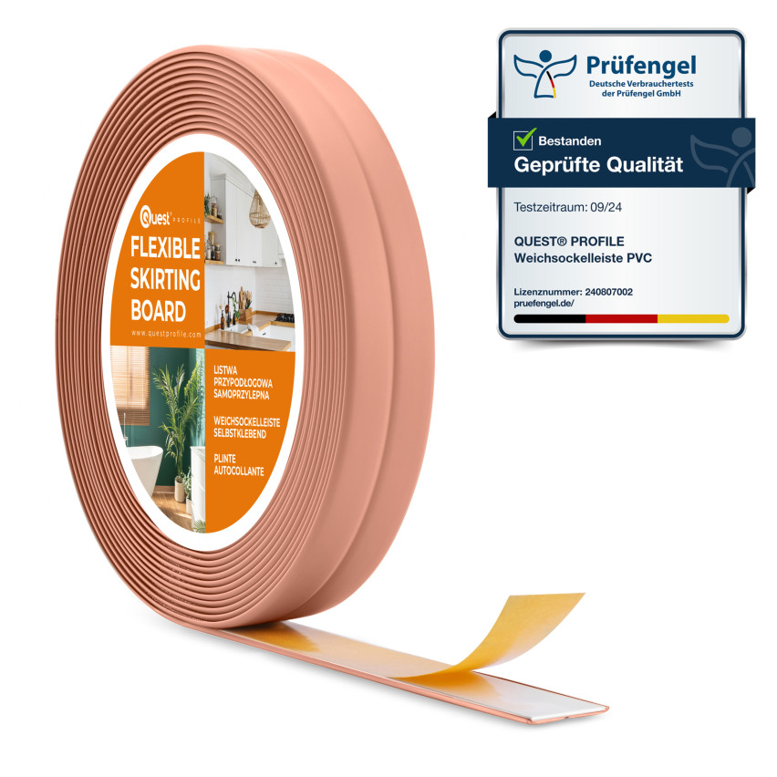 Monteringslist PVC självhäftande 10x10 mm på skumtejp, ljusbrun, 5 m