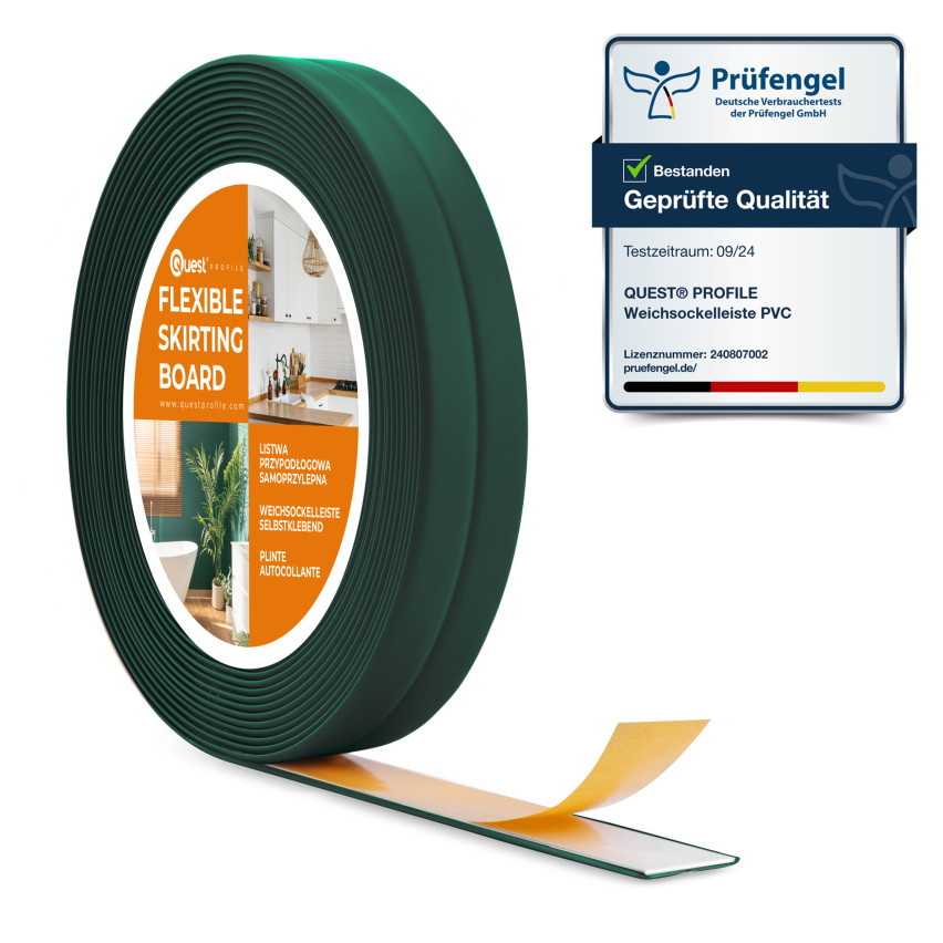 Monteringslist PVC självhäftande 10x10 mm på skumtejp, grön, 5 m