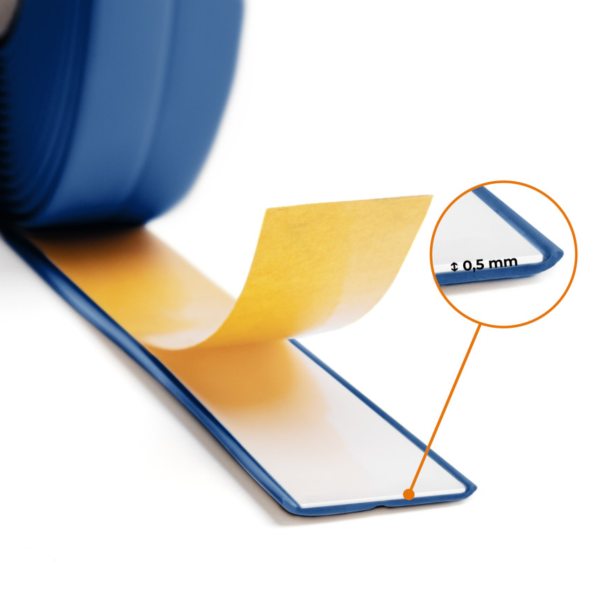 Självhäftande monterings- och avslutningslist i PVC på skumtejp 10/10, blå, 5 m